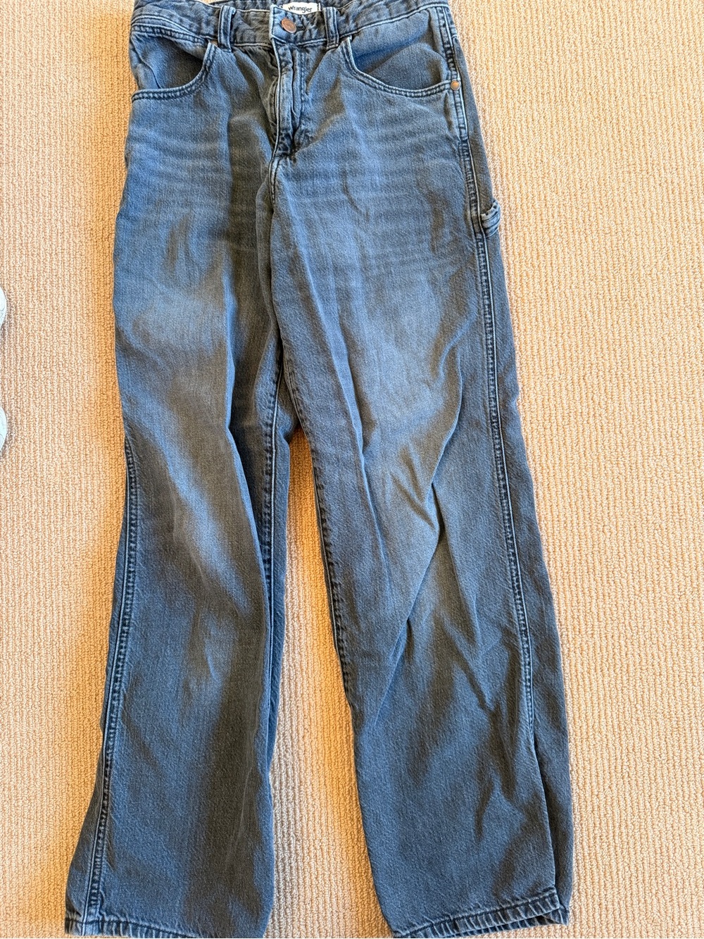 Women's Faded Black Wrangler Carpenter-Style Cropped Jeans